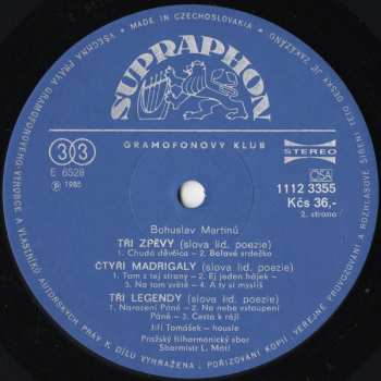 LP Bohuslav Martinů: Madrigals