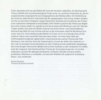 CD Johannes Brahms: String Quartets Nos. 1 & 3