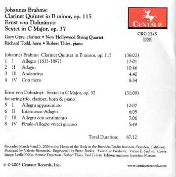 CD Johannes Brahms: Clarinet Quintet / Sextet In C Major