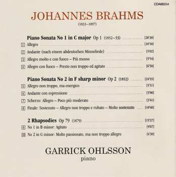 CD Johannes Brahms: Piano Sonatas Nos. 1 & 2 · Rhapsodies Op. 79