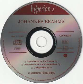 CD Johannes Brahms: Piano Sonatas Nos. 1 & 2 · Rhapsodies Op. 79