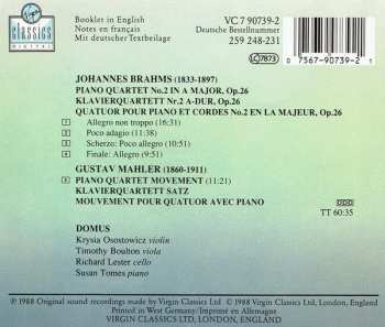 CD Johannes Brahms: Klavierquartett Nr. 2 A-Dur Op. 26 = Piano Quartet No. 2 In A Major / Klavierquartett Satz = Piano Quartet Movement