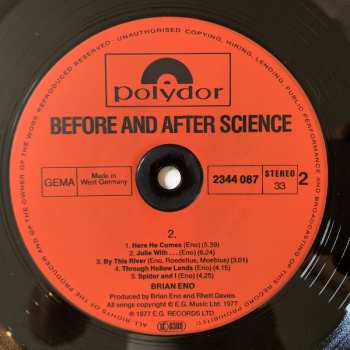 LP Brian Eno: Before And After Science