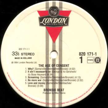 LP Bronski Beat: The Age Of Consent