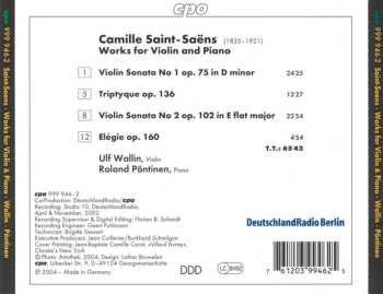 CD Camille Saint-Saëns: Sonatas For Violin & Piano; Triptyque; Elégie