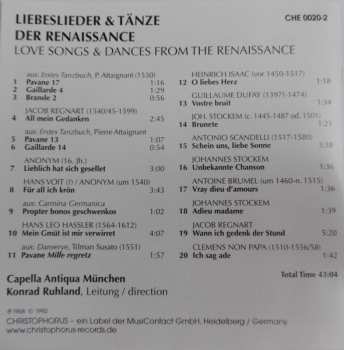 CD Konrad Ruhland: Liebeslieder & Tänze der Renaissance - Love songs & dances from the Renaissance - Capella Antiqua München / Konrad Ruhland