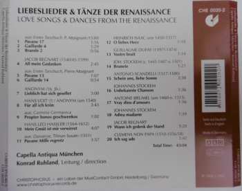 CD Konrad Ruhland: Liebeslieder & Tänze der Renaissance - Love songs & dances from the Renaissance - Capella Antiqua München / Konrad Ruhland