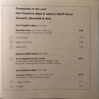 CD Carl Friedrich Abel: Composed To The Soul - Concerti • Quartetti • Arie