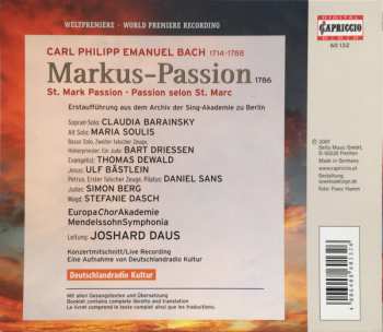 CD Carl Philipp Emanuel Bach: Markus-Passion