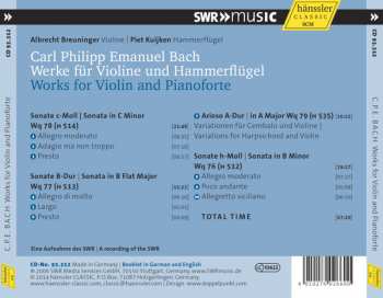 CD Carl Philipp Emanuel Bach: Werke Für Violine Und Hammerflügel / Works For Violin And Pianoforte