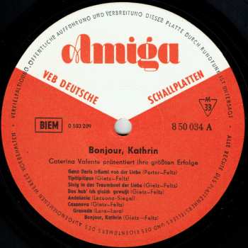 LP Caterina Valente: Bonjour, Kathrin (Caterina Valente Präsentiert Ihre Größten Erfolge)