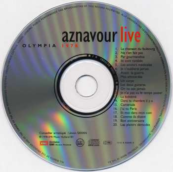 CD Charles Aznavour: Live Olympia 1978