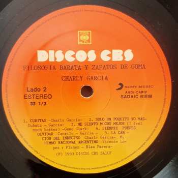LP Charly Garcia: Filosofia Barata Y Zapatos De Goma