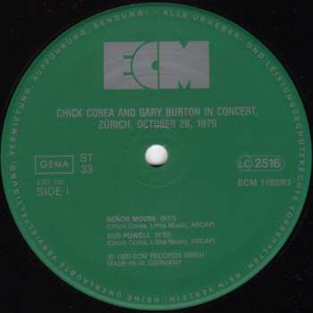 CD Gary Burton / Chick Corea: In Concert Zurich October 28 1979