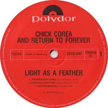 LP Return To Forever: Light As A Feather