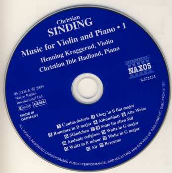 CD Henning Kraggerud: Music For Violin And Piano • 1 (Suite Im Alten Stil, Op. 10 • Waltzes, Op. 59)