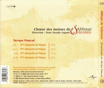 CD Chœur Des Moines De L'Abbaye Saint-Pierre De Solesmes: Dimanches Du Temps Pascal