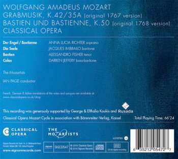 CD The Mozartists: Grabmusik; Bastien Und Bastienne