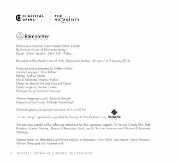 CD The Mozartists: Grabmusik; Bastien Und Bastienne