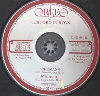 CD Clifford Curzon: Schumann • Fantasie Op. 17 / Schubert • Sonate B-dur D 960