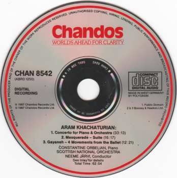 CD Aram Khatchaturian: Piano Concerto / Gayaneh Ballet Suite / Masquerade Suite