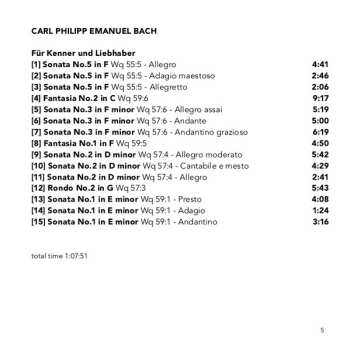 CD Carl Philipp Emanuel Bach: Sense & Sensibility - Sonatas, Fantasias & Rondo