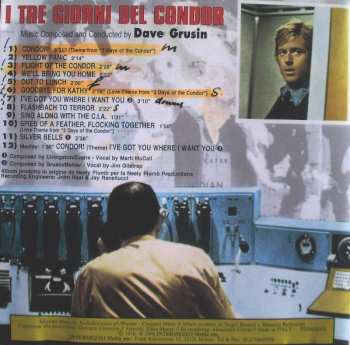 CD Dave Grusin: I Tre Giorni Del Condor = Three Days Of The Condor (Original Soundtrack Recording)