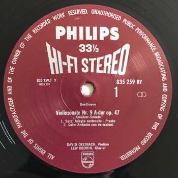 LP Ludwig van Beethoven: Violin Sonatas / No. 9 Op. 47 "Kreutzer" - No. 5 Op. 24 "Spring"
