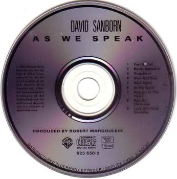 CD David Sanborn: As We Speak