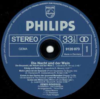 LP Demis Roussos: Die Nacht Und Der Wein