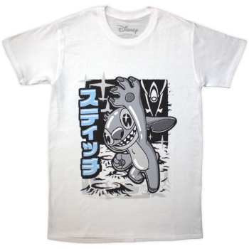 Merch Disney: T-Shirt Stitch Jump Black & White