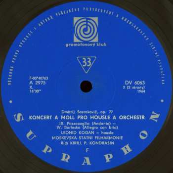 LP Dmitri Shostakovich: Koncert A Moll Pro Housle A Orchestr