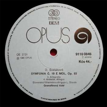 LP Dmitri Shostakovich: Symphony No.10 In E Minor,Op.93