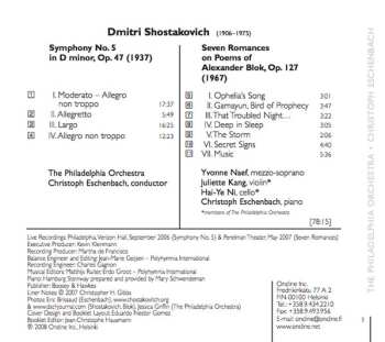SACD Dmitri Shostakovich: Symphony No. 5 / Seven Romances On Poems Of Alexander Blok