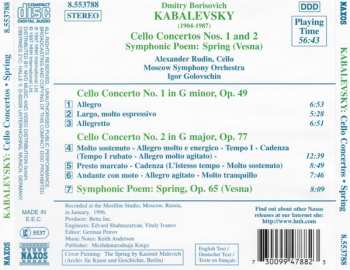 CD Dmitry Kabalevsky: Cello Concertos Nos. 1 And 2 • Symphonic Poem: Spring