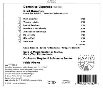 CD Orchestra Haydn Di Bolzano E Trento: Dixit Dominus