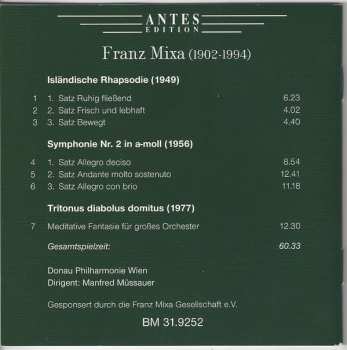 CD Manfred Müssauer: Isländische Rhapsodie • Symphonie Nr. 2 In A-moll • Tritonus Diabolus Domitus