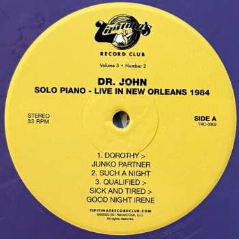LP Dr. John: Solo Piano/Live in New Orleans 1984 CLR | LTD