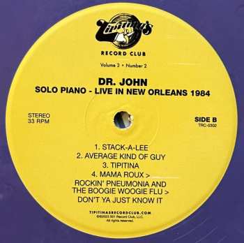 LP Dr. John: Solo Piano/Live in New Orleans 1984 CLR | LTD