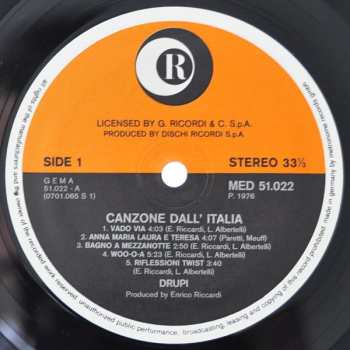 LP Drupi: Canzone Dall' Italia