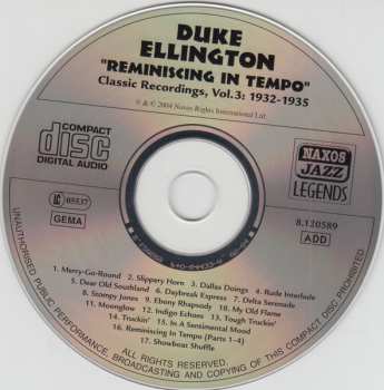 CD Duke Ellington: Reminiscing In Tempo - Classic Recordings Vol.3: 1932-1935