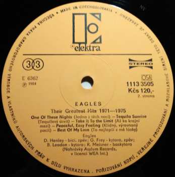 LP Eagles: Their Greatest Hits 1971-1975