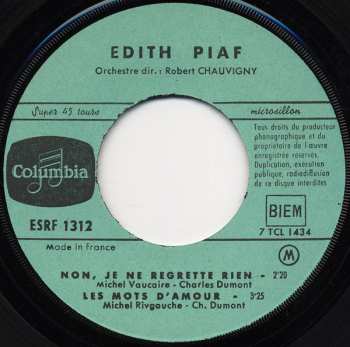 SP Edith Piaf: Non, Je Ne Regrette Rien