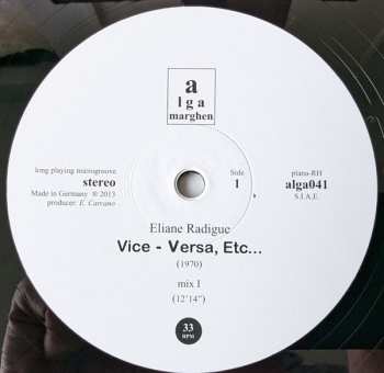 LP Eliane Radigue: Vice - Versa, Etc.