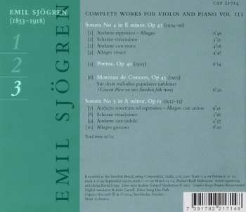 CD Emil Sjögren: Complete Works For Violin And Piano Vol 3