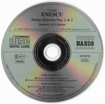 CD George Enescu: String Quartets Nos. 1 & 2