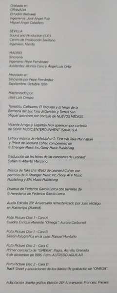 2LP Enrique Morente: Omega LTD | PIC