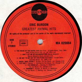 LP Eric Burdon: Greatest Hits