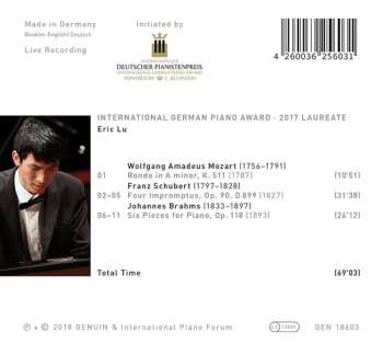 CD Eric Lu: Late Works For Mozart, Schubert And Brahms