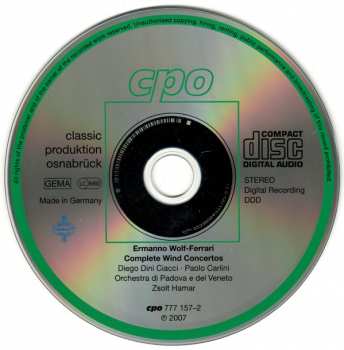 CD Ermanno Wolf-Ferrari: Complete Wind Concertos